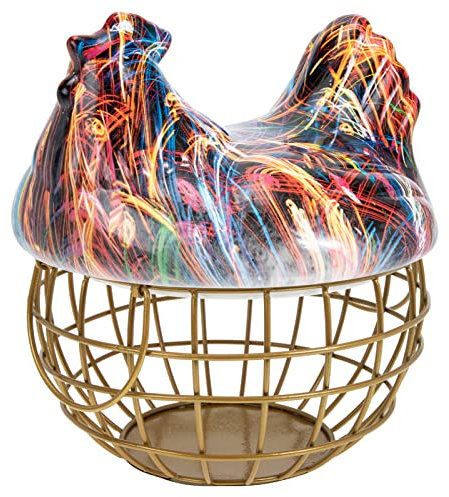 Panier à Œufs en Fer Motif Poule, Panier de Rangement la Cuisine