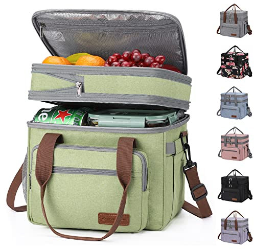 Maelstrom Lunchtasche für Damen, 23 l isolierte Lunchbox für Männer und Frauen, erweiterbare Lunch-Kühltasche, auslaufsichere Lunch-Tragetasche für Arbeit und Schule, grün