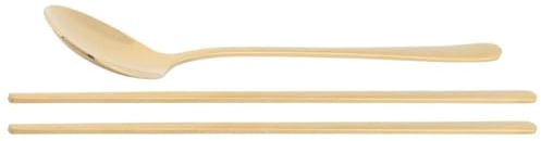 Gold Chopstick Spoon Set, Portable Cutlery Set Reusable Cute Metal Stainless Steel Korean Chopstix Spoon Set for Home Travel(Gold)