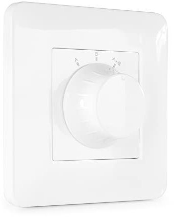 Power Dynamics PDWS In-Wall Speaker Selector Switch Box, A/B Audio Switching, Rotary Knob Control, ABS Plate Cover, 100W Max, White Finish for Commercial & Home Audio Installation