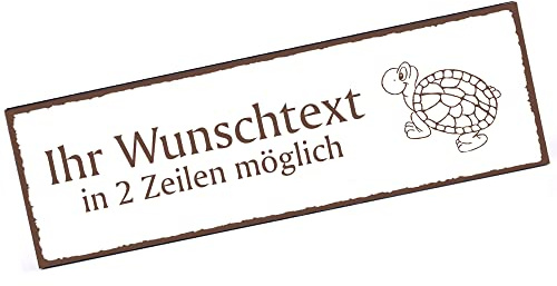 Türschild lachende Schildkröte Namensschild personalisiert mit Gravur- 150mm x 50mm - selbstklebend