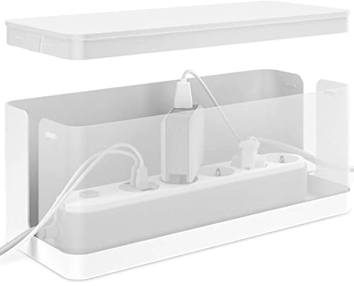 ACROPAQ Scatola Porta Cavi - (32 x 13,2 x 12,7 cm), Scatola per nascondere cavi e ciabatte, Plastica, Bianco - Cable box, Cable management box