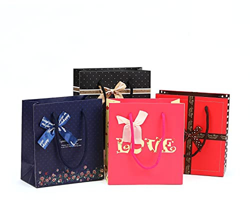 Geschenktüten, Geschenktüten Kindergeburtstag, Geschenktüte, 12 Stück eschenktüten klein, Geschenktasche für Geburtstag/Muttertag/Vatertag/Weihnachten/Valentinstag (14.5cm x 7cm x 15.5cmD)