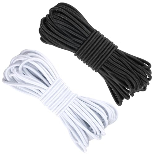 Elastische Schnur 3 mm, 16 m, Schwarz und weiß, für DIY & Masken | Elastisch Faden 3mm Durchmesser.Hochwertiges Gummimaterial.Vielseitig einsetzbar für Masken,DIY-Projekte und mehr
