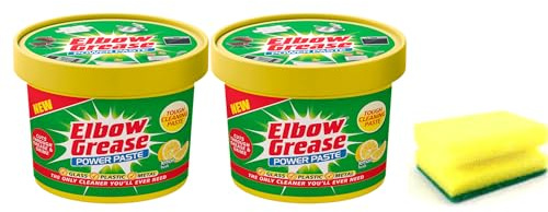 2X Elbow Grease All Purpose Power Paste, 2X 350 G – Powerful Cleaning Formula for Kitchen, Bathroom, Multi- Surfaces - with Degreaser Sponge