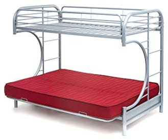 Befara Litera Sofá Fantasy – Cama Doble Moderna y Funcional con Sofá Inferior y Colchón Incluido, 90x190 cm - Plata