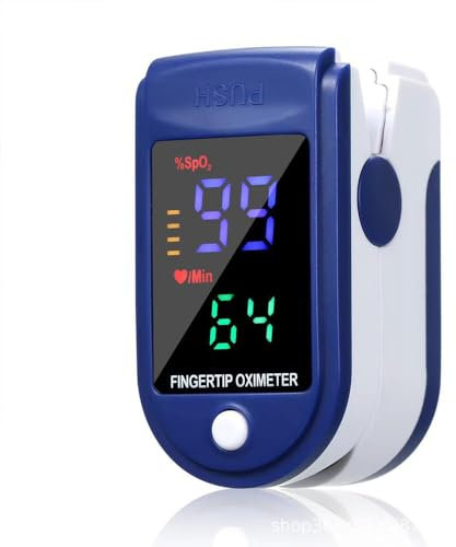 COOLEAD Pulsioxímetro de Dedo, Oxímetro de Pluso Digital Portátil con Con pantalla de 4 colores, Medición de SPO2 y PR y PI (Azul oscuro)