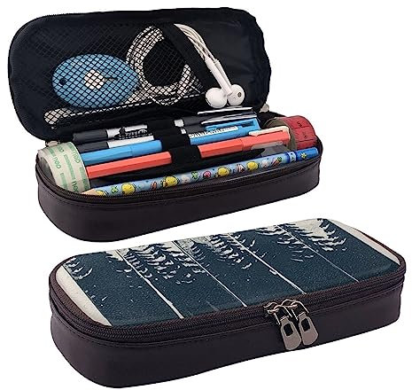 ESASAM Niedliches Federmäppchen aus Leder mit weinender Kettensäge, Federmäppchen mit mehreren Fächern, tragbares Schreibwarenetui, langlebiges und leichtes Federmäppchen, große Kapazität, 10777_01