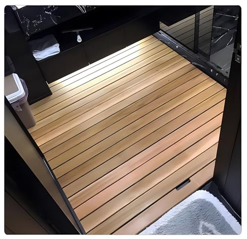 Badvorleger Holz 12 20 24 26 30 34 38 40 42 44 Zoll Teak Anti-Rutsch-Duschmatte, robuste Dusch-Badematten, luxuriöse Spa-Matte, Holzmatte für Badewanne, Bodenmatte für Dusche, Badezimmer, Pool ( Size