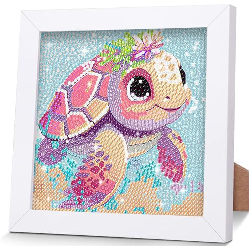 OSLEY Diamond Painting Kinder Set, 5D DIY Cartoon Diamant Painting Bilder | 15x15cm Leinwand mit 18x18cm Bilderrahmen für Kinder, Mädchen und Erwachsene geeignet