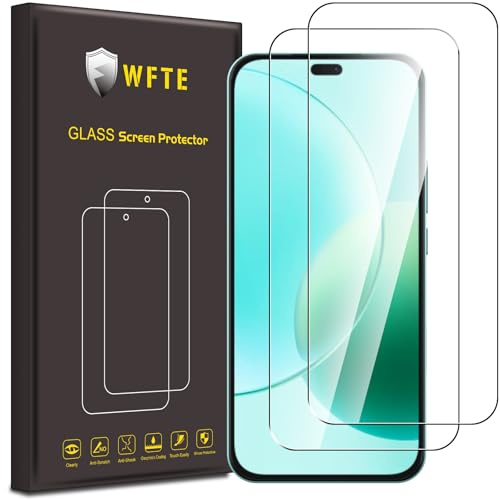 WFTE 2-pack skärmskydd för HONOR 2l 3D full täckning, anti-repor, hög transparens, anti-fingeravtryck, bubbelfri, premium härdat glas skärmskydd för HONOR 2 l (svart)