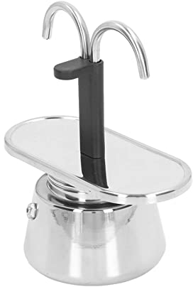 Olla Moka de Acero Inoxidable, Colador Grueso Antiescaldaduras de Doble Tubo Duradero, Máquina para Hacer café Expreso, Capuchino y Latte, 100ml