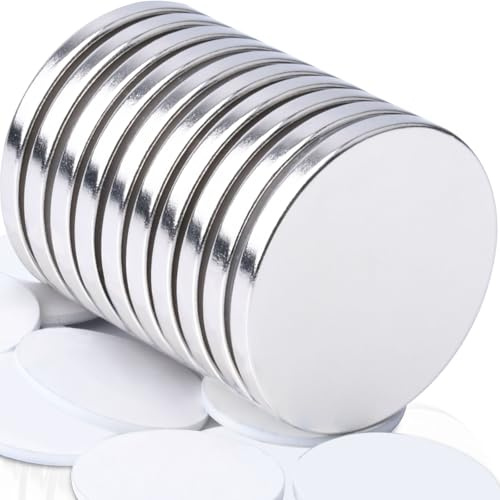 SWIHORAB Imanes De Neodimio Fuertes, 10 Piezas 32x3 Mm Imanes Autoadhesivos Redondos Con Adhesivo De Doble Cara