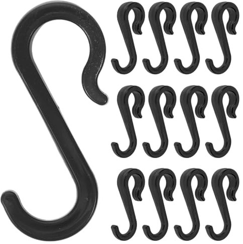 OSALADI Lot de 24 crochets en S en plastique pour accrocher des porte-serviettes pour chemises, serviettes, sacs à vêtements, cintres et cuillères de cuisine, 16 mm, noir