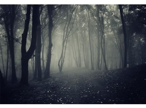 Ttincceer Toile de Fond Brumeux forêt Sombre Halloween 3x2.5m Bois effrayants Sombre Halloween fête Photographie Fond Portrait Magique sorcière Sorcier fantôme thème fête bannière décors