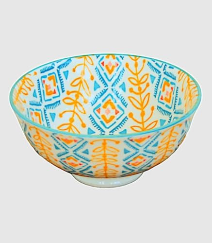 Ekilikua Home | Cuenco de Porcelana | Tazón Cereales - Cuencos de Postre - Cuencos de Cerámica - Ensaladera | Apto Microondas y Lavavajillas. (Ramas Amarillas (Pequeño))