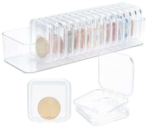 PH PandaHall Boîte à Bijoux en Acrylique 16pcs Boîtes de Rangement en Plastique Mini Conteneurs de Stockage Transparents Boîte de Rangement de Perles pour Bijoux Anneaux D'Artisanat Nails Art 7x7cm