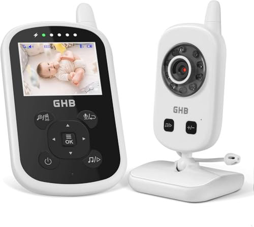 GHB Babyphone mit Kamera 2,4 Zoll ECO Modus Baby Monitor mit Nachtsicht 2X Digital Zoom Wiegenlieder