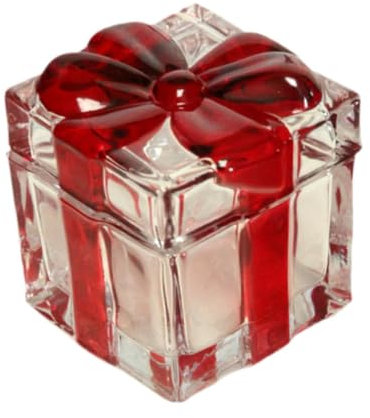 Sharplace Tarro de Dulces, Azucarero, Caja de Almacenamiento de Vidrio, Joyero con Lazo, Tapa, Dulces, Secos, Especias, Boda, Rojo Grande, Individual