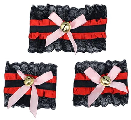 ZOOMIMI Spitzen-Choker, Spitzen-Schleife, Choker-Halsketten mit Glöckchen, Stretch-Kragen, Halsband, Cosplays, Dienstmädchen-Kragen-Sets