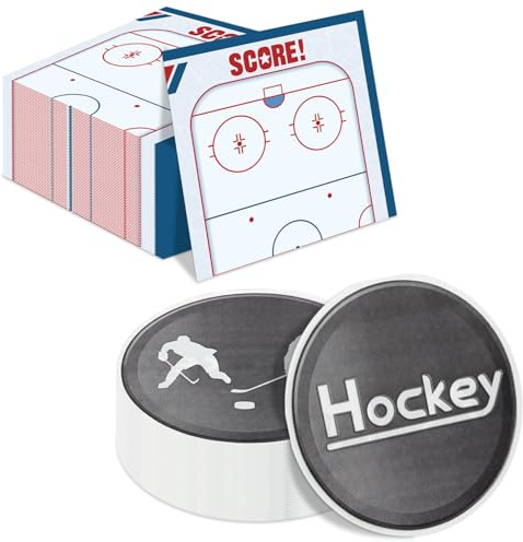 Hockey-Servietten, 33 x 33 cm, Eishockey-Servietten, Hockey-Partyzubehör, Papierservietten für Kinder, Jungen, Fans, Sporthockey-Party-Dekorationen, Hockey-Partyzubehör, 100 Stück