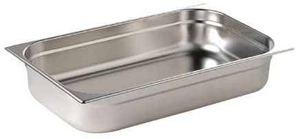 Stalwart Stainless Steel Gastronorm Container, 1/1 Size, 530 x 325mm, Commercial Grade, Hot and Cold Food Storage (65mm Deep)