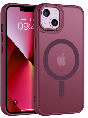 GaoBao Cover Magnetica per iPhone 13/iPhone 14, [Compatibile con MagSafe] Custodia Traslucida Opaca Protettiva Sottile Antiurto Retro Resistente Anti-Scivolo Case per iPhone 14 e iPhone 13, Bordeaux