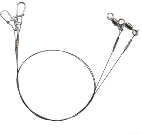 Hochfestes Angeldrahtvorfach-Set mit drehbarem DuoLock-Schnappverschluss für Raubtiere, 30 cm, 14 kg