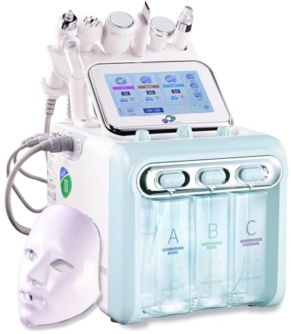 7 in 1 Pro Hydration Facial Beauty Machine with Led Facial Mask (Green) | Hydrogen Beauty Machine, Multifunctional Skin Care Hydrogen Oxygen Machine for Spa/Salon