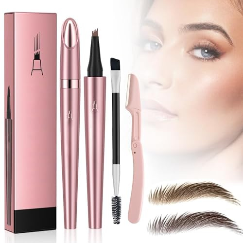 Matita Sopracciglia,Matita Per Sopracciglia Waterproof,Matita Microblading Sopracciglia,Crea sopracciglia dall'aspetto natural,Trucco Naturale Di Lunga Durata Fine (ROSE-DARK BROWN)