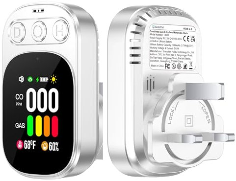 Plug in Carbon Monoxide Detector & Natural Gas Combination Detectors 4in1 CO Gas Temp Humidity Monitor with 2.1'' HD Screen & Indicator CO, Propane, Methane Explosive Gas Alarm