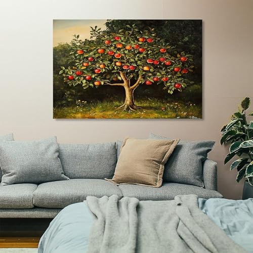 Pastorales Thema Wandbilder Dekoration Wohnzimmer Pflanze Apfelbaum Bilder auf Leinwand 80x160cm Leinwandbild Schlafzimmer Küche Deko Wand Kunstdruck Art Groß XXL Wanddeko Bild Wall Decor Canvas