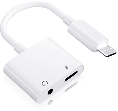 iPhone Kopfhörer Adapter [MFi Zertifiziert] 2 in 1 Light-ning auf Klinke 3,5 mm Kopfhörer Adapter Aux Audio Ladegerät Splitter Konverter Kompatibel mit iPhone 14/13/12/11/SE/XS/XR/X/8/8 Plus/7/7 Plus