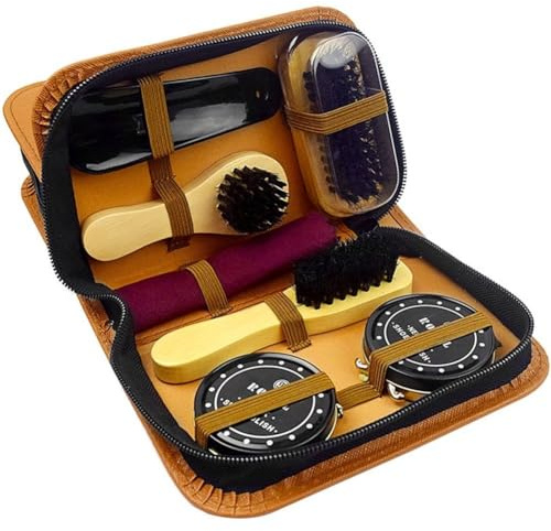 Boots Polish Brushes Kit, Shoe Polishing Cleaning Tool with Case, Polish Brush for Boots, Car Seats, Bags, Sofas Care