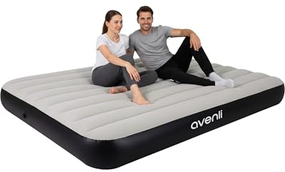 AVENLI Materasso ad aria per campeggio per 2 persone, 203 x 152 x 25 cm, materasso gonfiabile, superficie morbida con superficie floccata, letto da viaggio per campeggio e casa