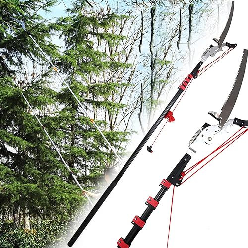Telescopic Tree Pruners - Extendable Pole Saw for Pruning, Professional Gardening Loppers Cutter for Trimming Branches and Leaves, 3m/9.8ft Height Adjustable Pruner