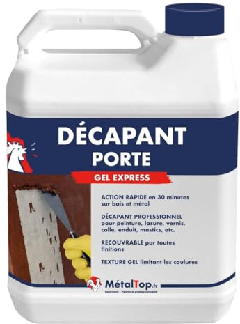 Metaltop - Decapant Porte - 1 L - Formule gel pour décaper vernis et peinture pour une belle rénovation