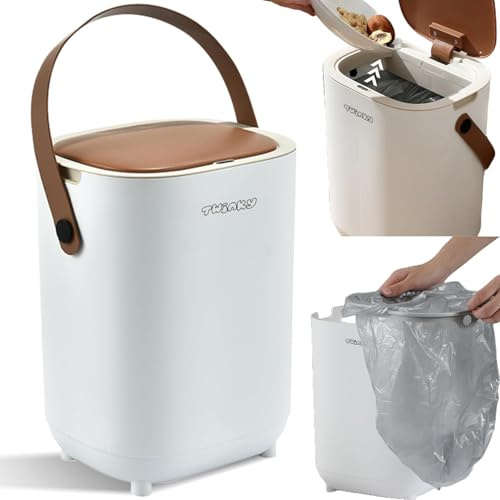 Twinky Cubo de pañales para bebés a prueba de olores, sin casete, para ahorrar espacio, con tapa, fácil de usar y limpiar, para bolsas de basura normales (Marron)