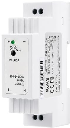 DIN-skena 24 V strömförsörjning DC 15,2 W 0,63 A, DIN skena strömförsörjning 24 V skena beltransformator DR-15-24 enfas ingång DIN-skena industriell automation växelströmförsörjning.
