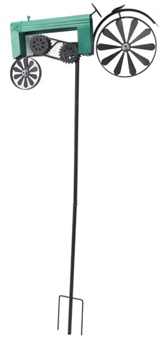 Generic Decoration of Stake Wind Mills, Interesting Metal of 26.8 Inches Rustic Height Tractor for Garden Grass (Green)