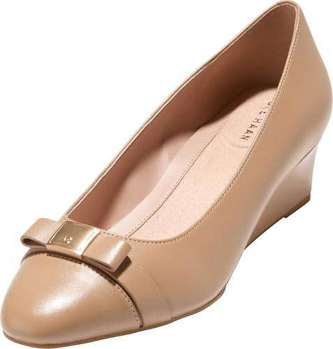 Cole Haan Women's Shoes - Go-to Malta Bow Wedges, Tuscan Sand Leather, 8-B US