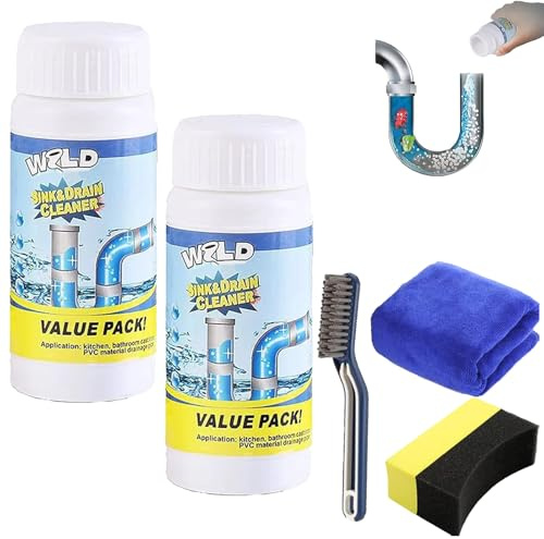 Wild - Limpiador de fregadero y desagüe, limpiador de desagües y fregaderos salvajes, limpiador de tuberías W-ild, espuma desbloqueadora de tinta S, para cocina, baño, inodoro y ducha (2 piezas)