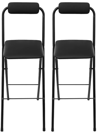 Dettchan Schwarz Klappbarer Barstuhl, Hoher Klappstuhl Tragbarer Klapphocker, für Küchen, Esszimmern, Wohnzimmern, Arbeitszimmern 42 * 48 * 105 cm