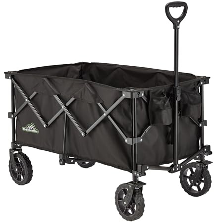 Ribelli Bollerwagen Faltbar 240L, Transportwagen 150 KG Belastbar mit Doppelbremsen, 360°All-Terrain-Räder, Einkaufstrolley mit Verstellbarem Griff, Strand/Wanderung/Camping/Einkauf/Transport
