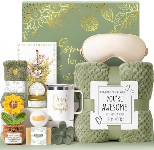 Birthday Gifts for Women Self Care Get Well Soon Gift Baskets, Spa Care Package Thinking of You Gift Set, Sympathy Inspirational Sunflower Mothers Day Easter Gifts for Women Her Mom Friend Sister Wife