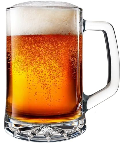 KONZEPT Bierkrug 0,5 Liter – Biergläser mit Henkel, schweres Bierglas mit verstärktem Boden, spülmaschinenfest