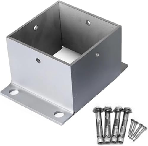 AVLLSO Heavy Duty Bolt Down Fence Post Shoe 50 60 80 90 100 130 150 200 MM Fence Post Bracket Anchors with Installation Kit, Wood Fence Anchor Base(5.9x5.9 in/150x150 mm)