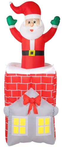 Outsunny Aufblasbarer Weihnachtsmann 210cm Dynamischer mit LED-Lichtern | Hebebühne, Aufblasbare Weihnachtsdeko, Weihnachtsbeleuchtung für Garten, Rasen, Hof