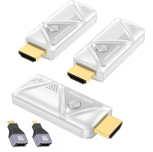 Émetteur et 2 Récepteurs HDMI sans Fil, HDMI sans Fil - Diffusion Vidéo/Audio vers 2 Écrans, Ordinateur Portable/PC/TV vers Projecteur/Moniteur/TV HD, Double Bande 2.4G/5G, 1080P, Plug & Play