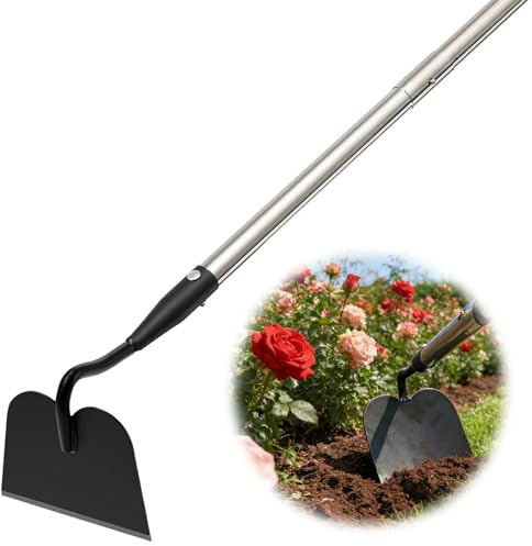 Azada de jardín, herramienta de jardín resistente M-Draw para arar, cultivar, zanjas, crestas, labrar, aflojar el suelo, raspar el desbrozador con mango de 188 cm para jardinería de soporte